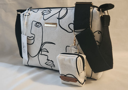 Abstract Line Art Crossbody Bag – Black Base