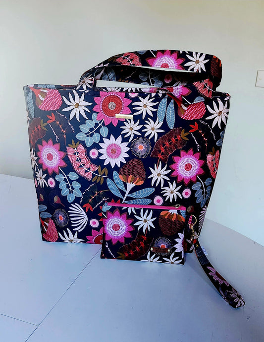 Large Tote Bag + Matching Wristlet Pouch